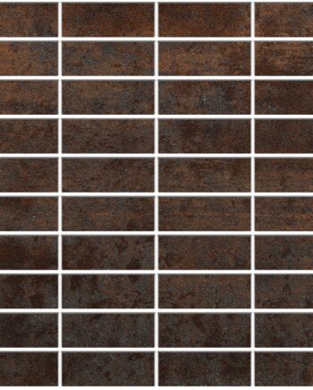 Corten steel-effect porcelain mosaic tile Tau Corten A, 30x30 cm, rust brown