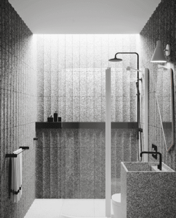 Curved hinged shower screen with fixed part Hietakari Infinia 224, white frame, clear glass