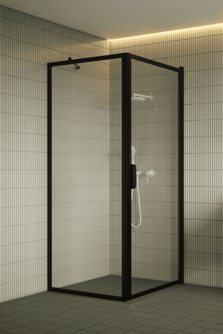 Shower enclosure Hietakari Bläk 755 New York, black frame, clear glass Shower enclosure Hietakari Bläk 755 New York, fixed wall + hinged door – 4