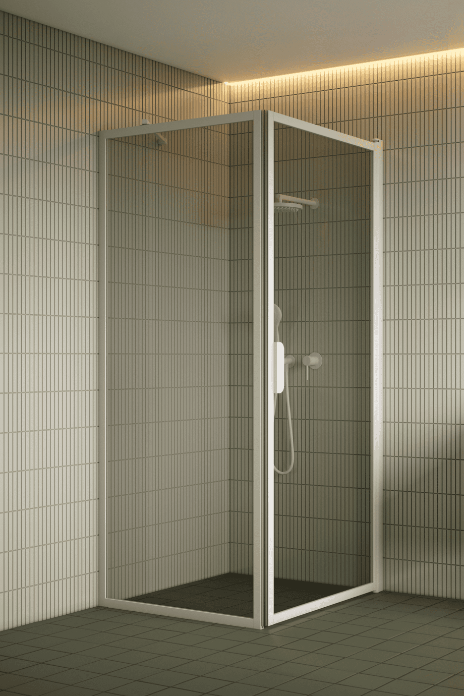 Shower enclosure Hietakari Bläk 755 New York, white frame, grey tinted glass Shower enclosure Hietakari Bläk 755 New York, white frame, grey tinted glass