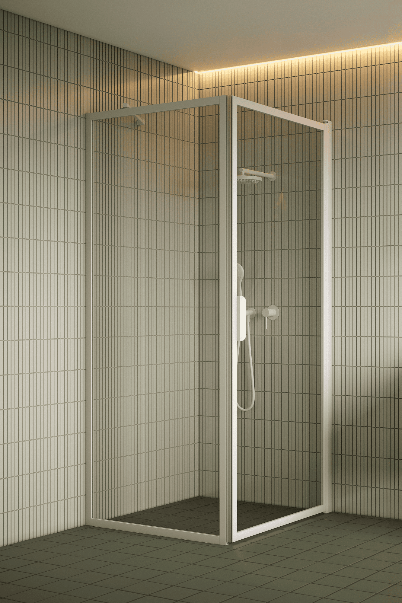 Shower enclosure Hietakari Bläk 755 New York, fixed wall + hinged door