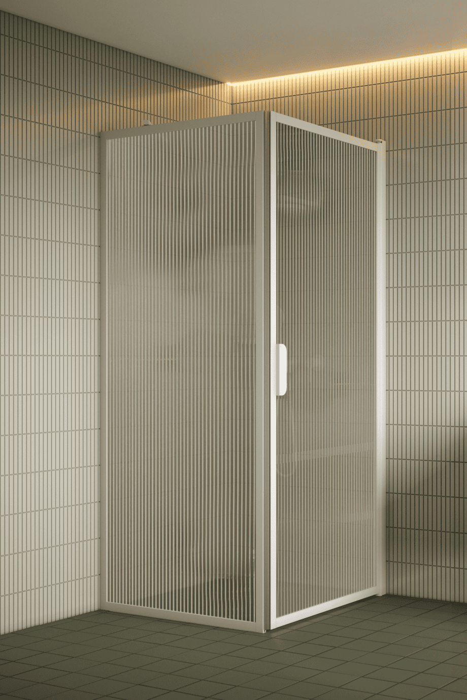 Shower enclosure Hietakari Bläk 755 New York, white frame, reeded glass Shower enclosure Hietakari Bläk 755 New York, white frame, reeded glass