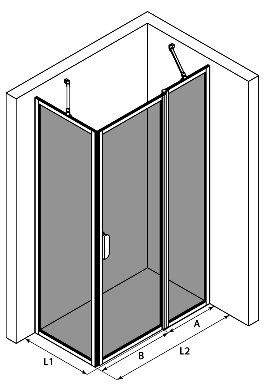 Shower enclosure Hietakari Bläk 756 New York – 3D drawing Shower enclosure Hietakari Bläk 756 New York – 3D drawing
