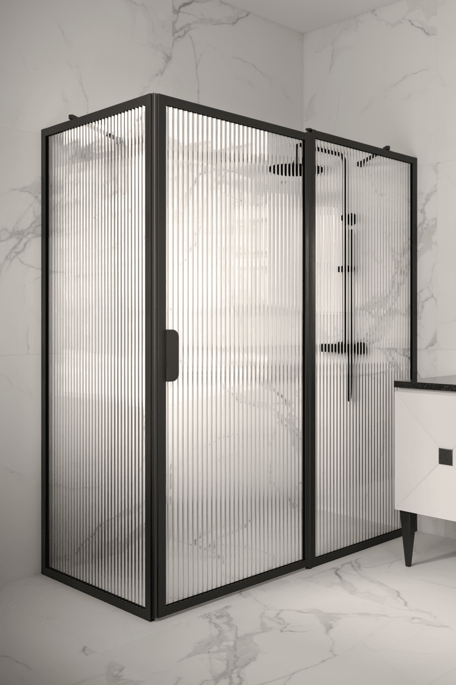 Shower enclosure Hietakari Bläk 756 New York, Mocha frame, reeded glass Shower enclosure Hietakari Bläk 756 New York, Mocha frame, reeded glass