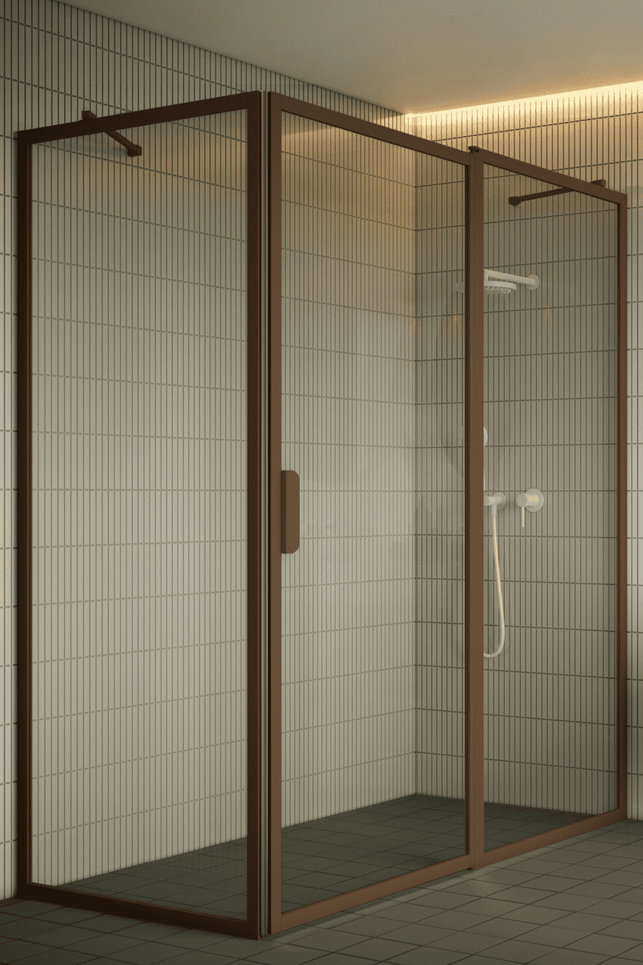 Shower enclosure Hietakari Bläk 756 New York, Mocha frame, satin frosted glass Shower enclosure Hietakari Bläk 756 New York, Mocha frame, satin frosted glass