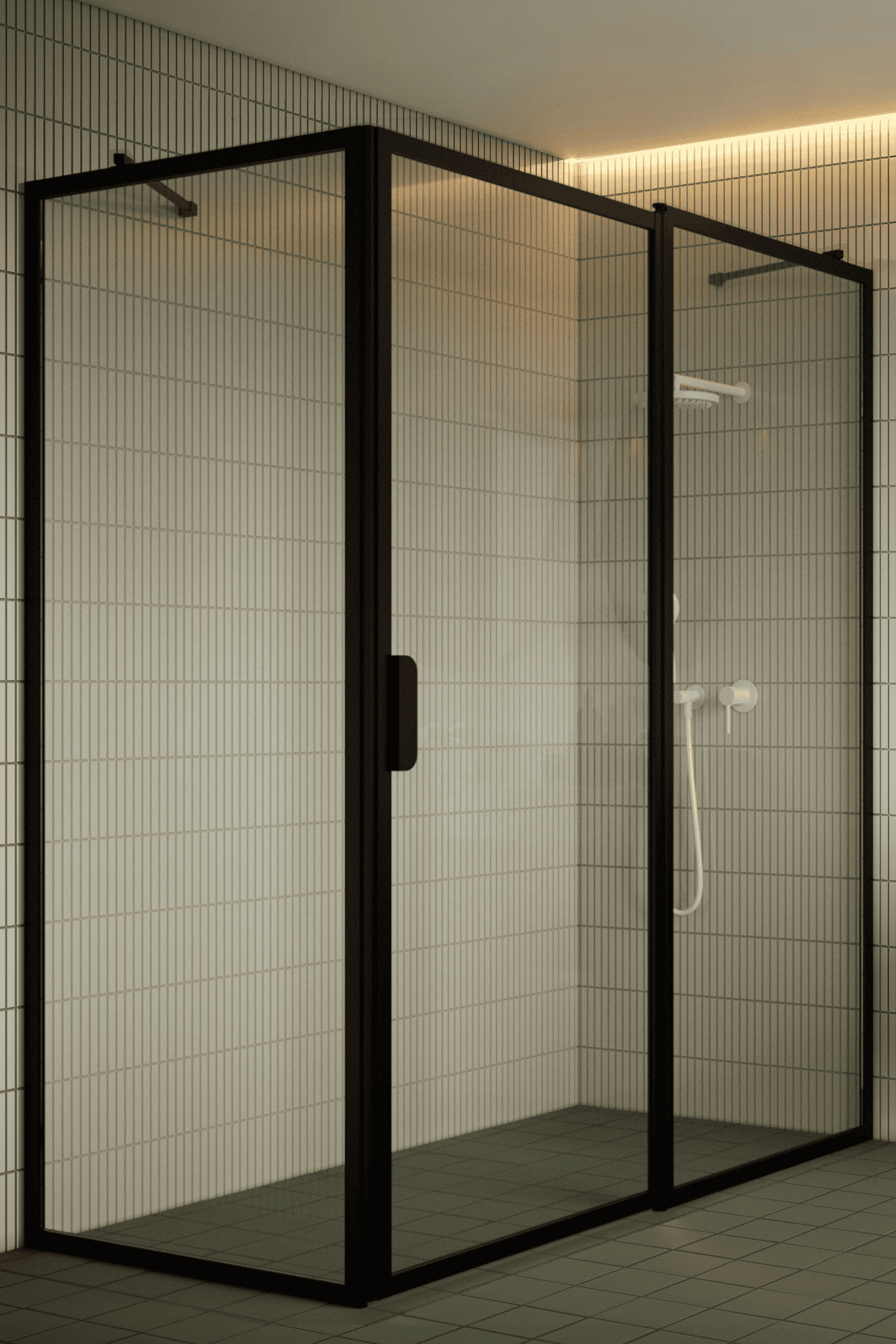 Shower enclosure Hietakari Bläk 756 New York, fixed wall + hinged door with fixed part – 4