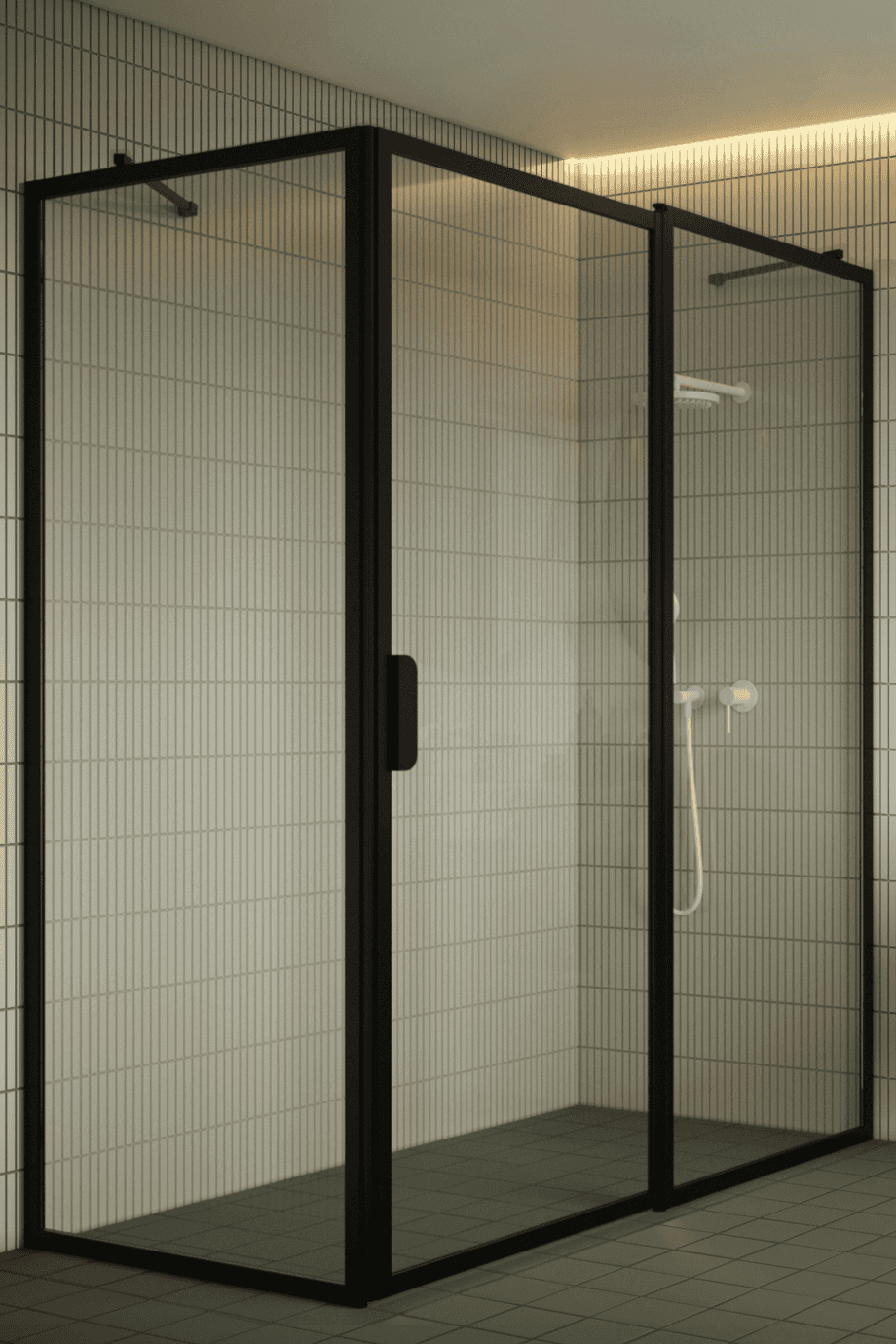 Shower enclosure Hietakari Bläk 756 New York, black frame, satin frosted glass Shower enclosure Hietakari Bläk 756 New York, black frame, satin frosted glass