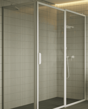 Shower enclosure Hietakari Bläk 756 New York, fixed wall + hinged door with fixed part