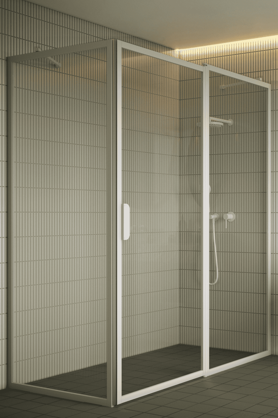 Shower enclosure Hietakari Bläk 756 New York, white frame, bronze tinted glass Shower enclosure Hietakari Bläk 756 New York, white frame, bronze tinted glass