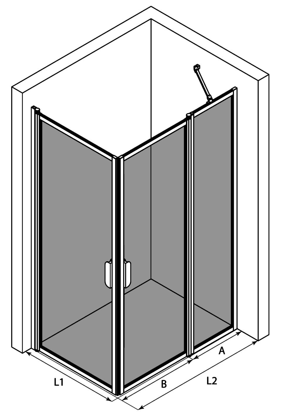 Shower enclosure Hietakari Bläk 758 New York, hinged door + hinged door with fixed part – 3