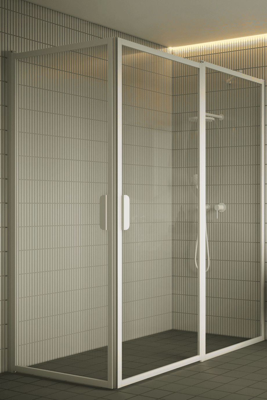 Shower enclosure Hietakari Bläk 758 New York, white frame, satin frosted glass Shower enclosure Hietakari Bläk 758 New York, white frame, satin frosted glass