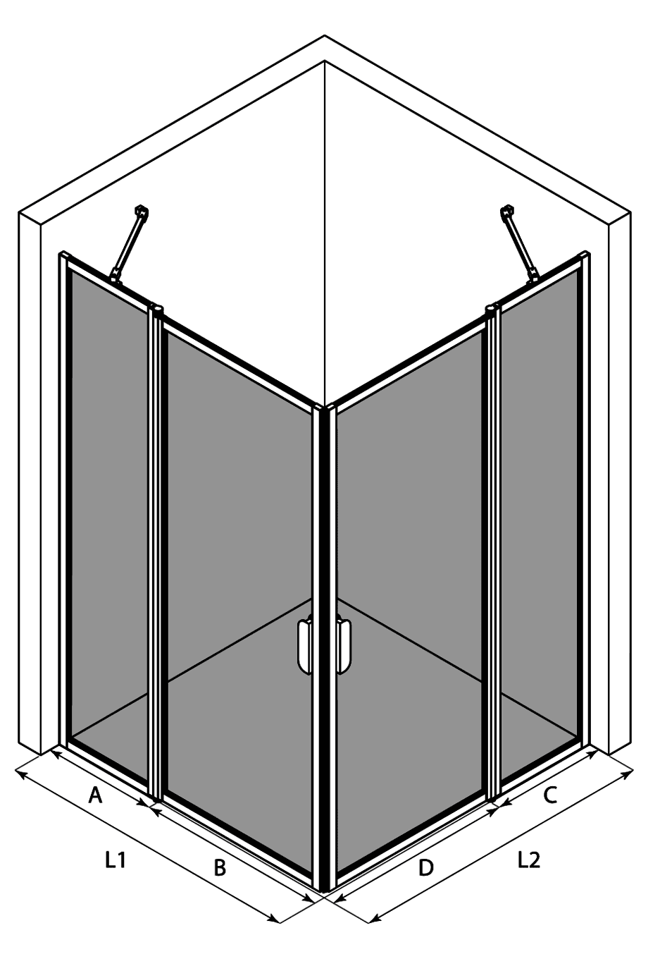 Shower enclosure Hietakari Bläk 759 New York – 3D drawing Shower enclosure Hietakari Bläk 759 New York – 3D drawing