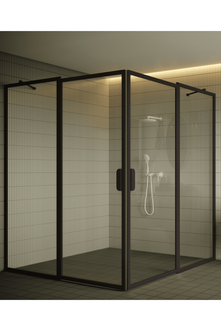 Shower enclosure Hietakari Bläk 759 New York, Cocoa frame, clear glass Shower enclosure Hietakari Bläk 759 New York, hinged door with fixed part + hinged door with fixed part – 7