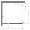 Shower enclosure Hietakari Bläk 759 New York – dimension drawing Shower enclosure Hietakari Bläk 759 New York, hinged door with fixed part + hinged door with fixed part – 2