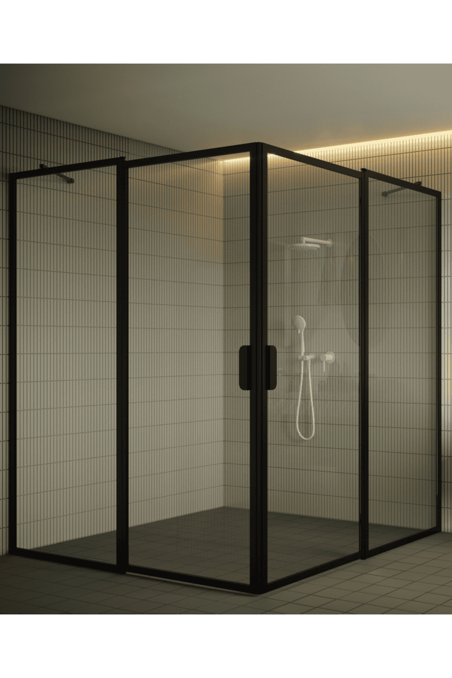 Shower enclosure Hietakari Bläk 759 New York, black frame, reeded glass Shower enclosure Hietakari Bläk 759 New York, black frame, reeded glass