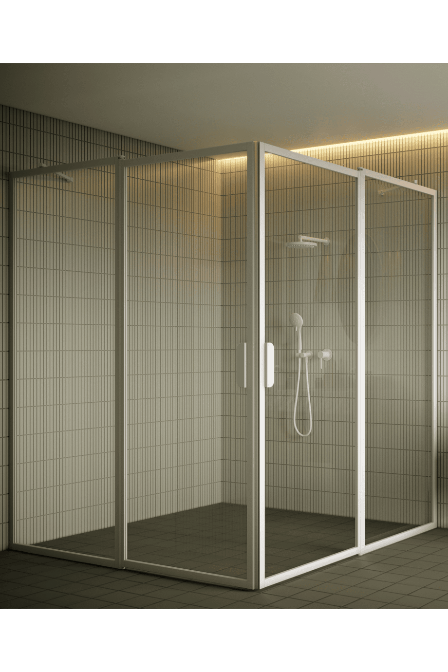 Shower enclosure Hietakari Bläk 759 New York, white frame, grey tinted glass Shower enclosure Hietakari Bläk 759 New York, white frame, grey tinted glass