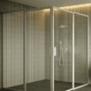 Shower enclosure Hietakari Bläk 759 New York, white frame, clear glass Shower enclosure Hietakari Bläk 759 New York, hinged door with fixed part + hinged door with fixed part