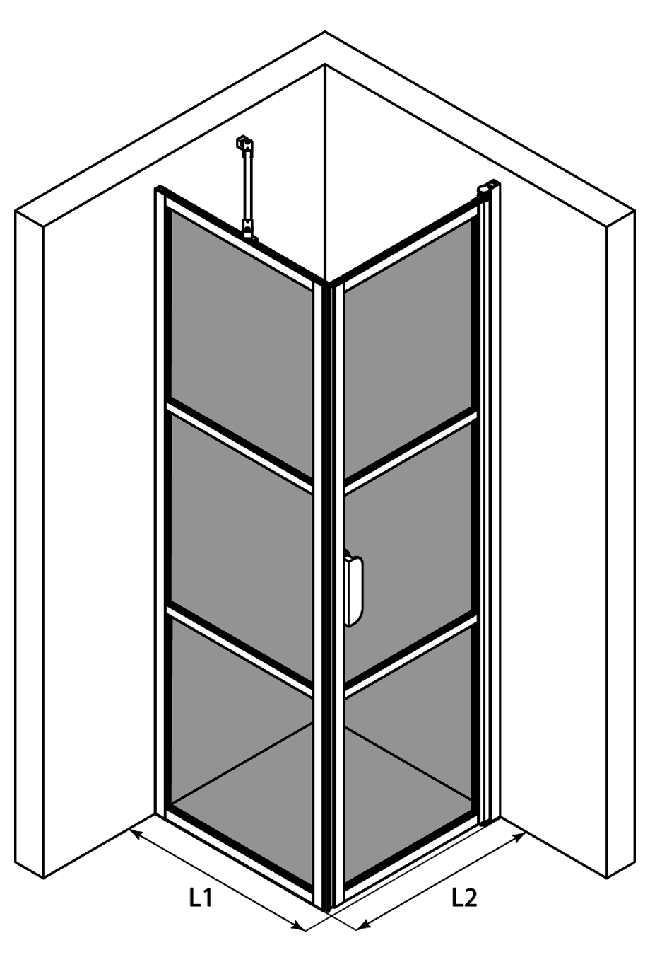 Shower enclosure Hietakari Bläk 760 Tokyo, fixed wall + hinged door – 3
