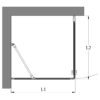 Shower enclosure Hietakari Bläk 760 Tokyo – dimension drawing Shower enclosure Hietakari Bläk 760 Tokyo, fixed wall + hinged door – 2