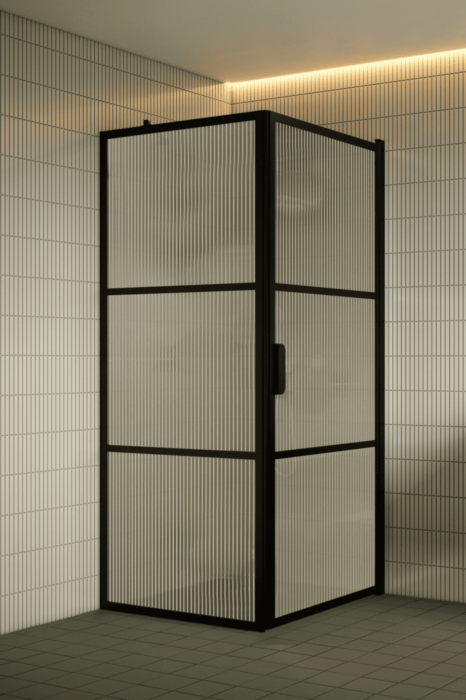 Shower enclosure Hietakari Bläk 760 Tokyo, black frame, reeded glass Shower enclosure Hietakari Bläk 760 Tokyo, black frame, reeded glass