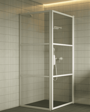 Shower enclosure Hietakari Bläk 760 Tokyo, fixed wall + hinged door