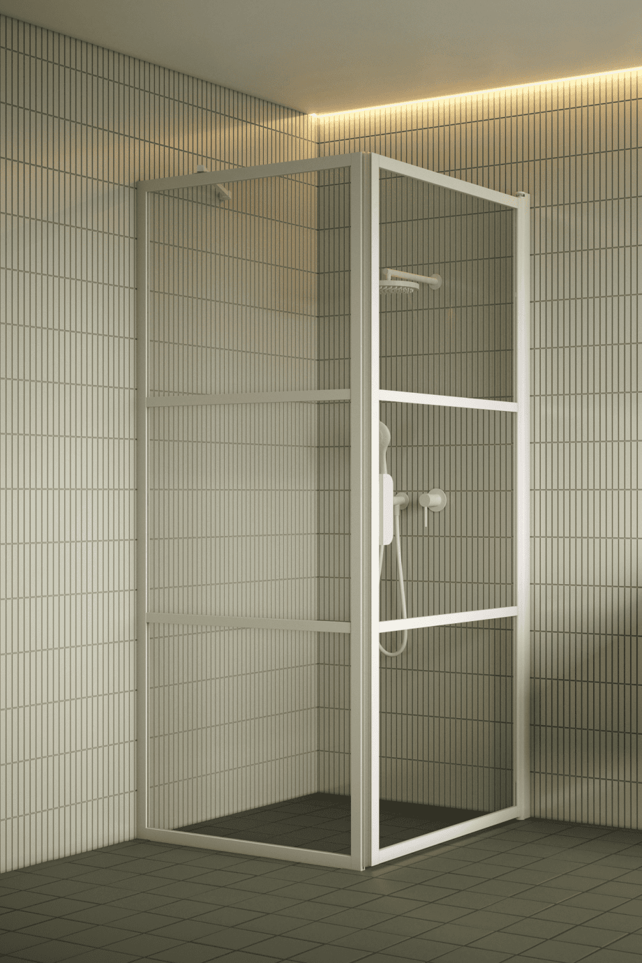 Shower enclosure Hietakari Bläk 760 Tokyo, white frame, clear glass Shower enclosure Hietakari Bläk 760 Tokyo, fixed wall + hinged door