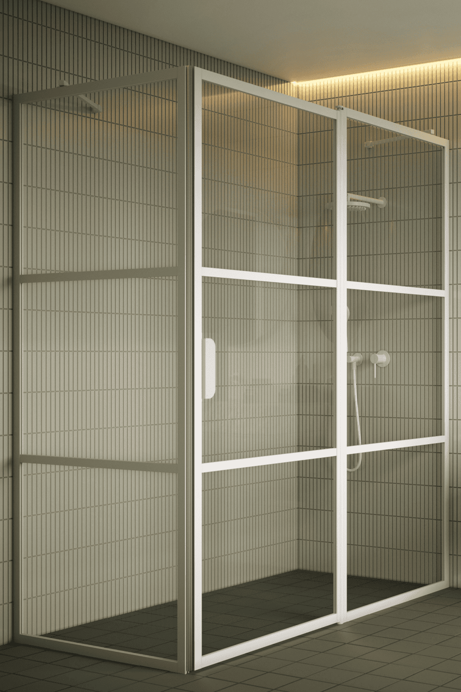 Shower enclosure Hietakari Bläk 761 Tokyo, white frame, satin frosted glass Shower enclosure Hietakari Bläk 761 Tokyo, white frame, satin frosted glass