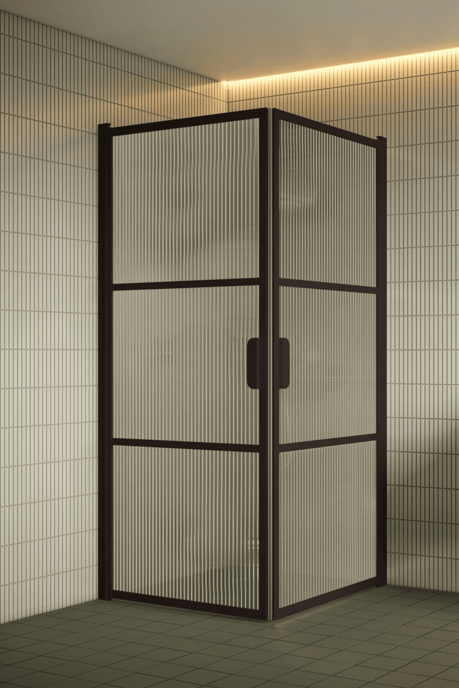 Shower enclosure Hietakari Bläk 762 Tokyo, Cocoa frame, reeded glass Shower enclosure Hietakari Bläk 762 Tokyo, Cocoa frame, reeded glass