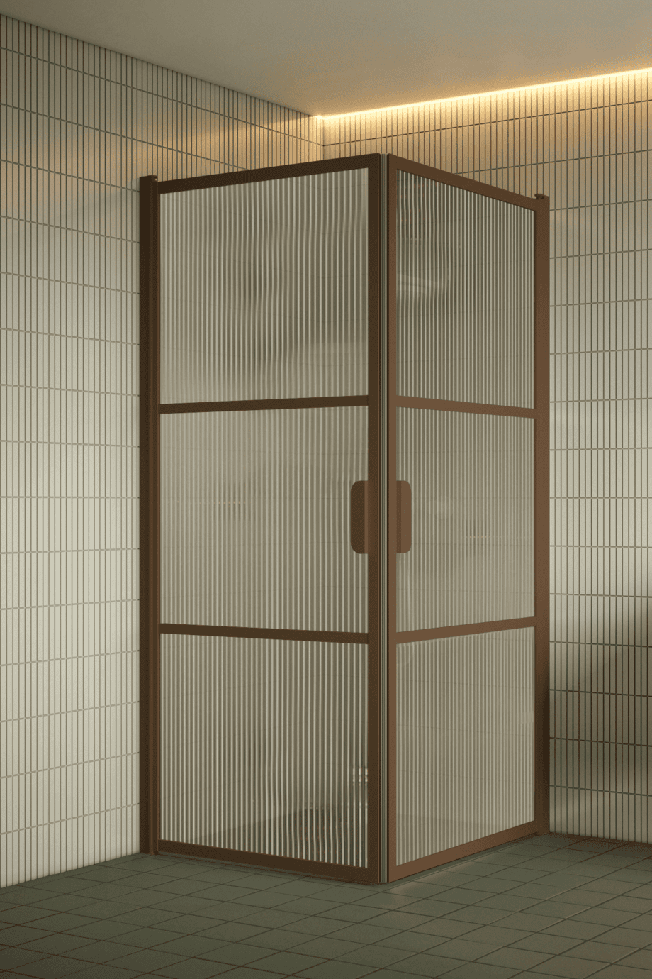 Shower enclosure Hietakari Bläk 762 Tokyo, Mocha frame, reeded glass Shower enclosure Hietakari Bläk 762 Tokyo, Mocha frame, reeded glass