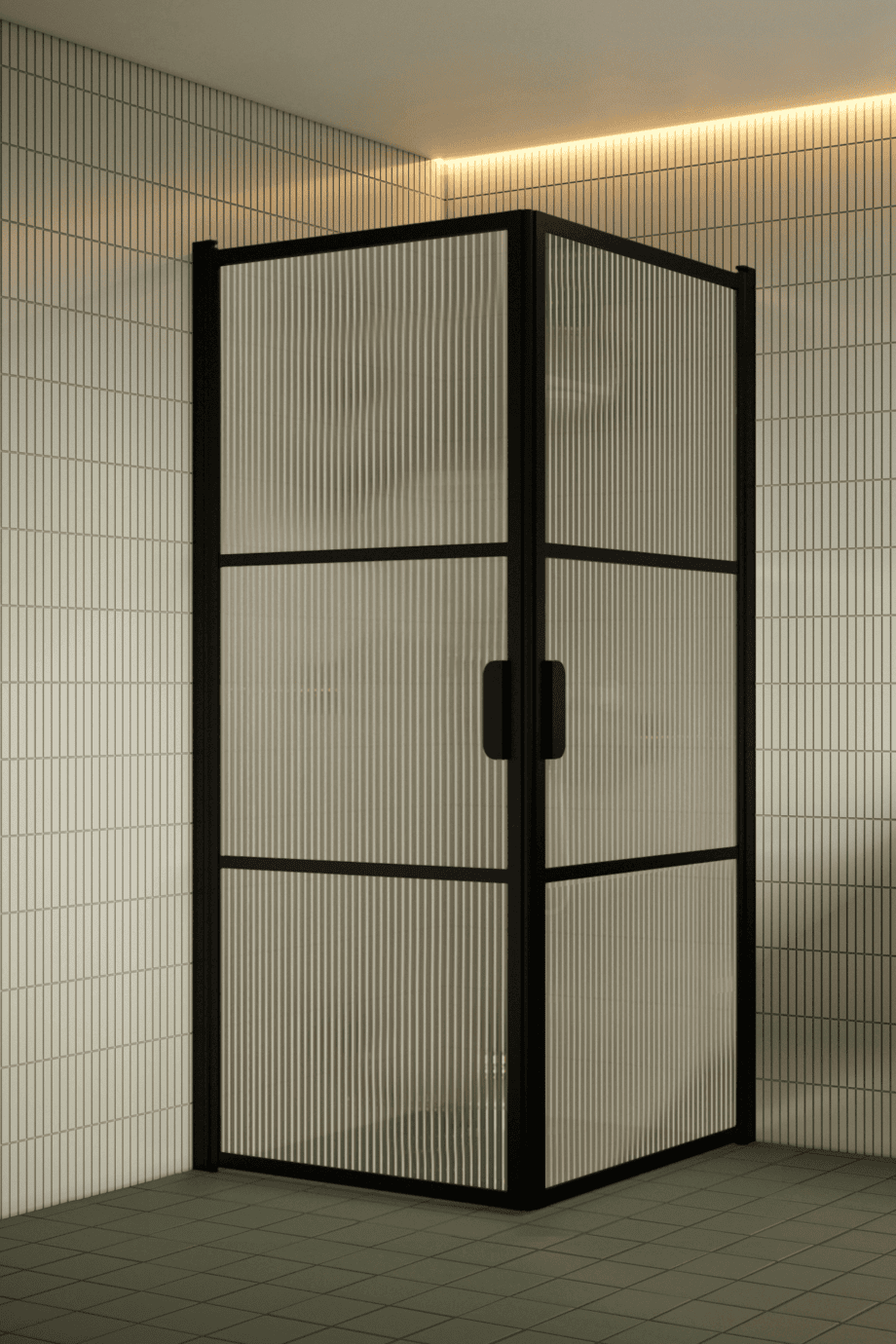 Shower enclosure Hietakari Bläk 762 Tokyo, black frame, reeded glass Shower enclosure Hietakari Bläk 762 Tokyo, black frame, reeded glass