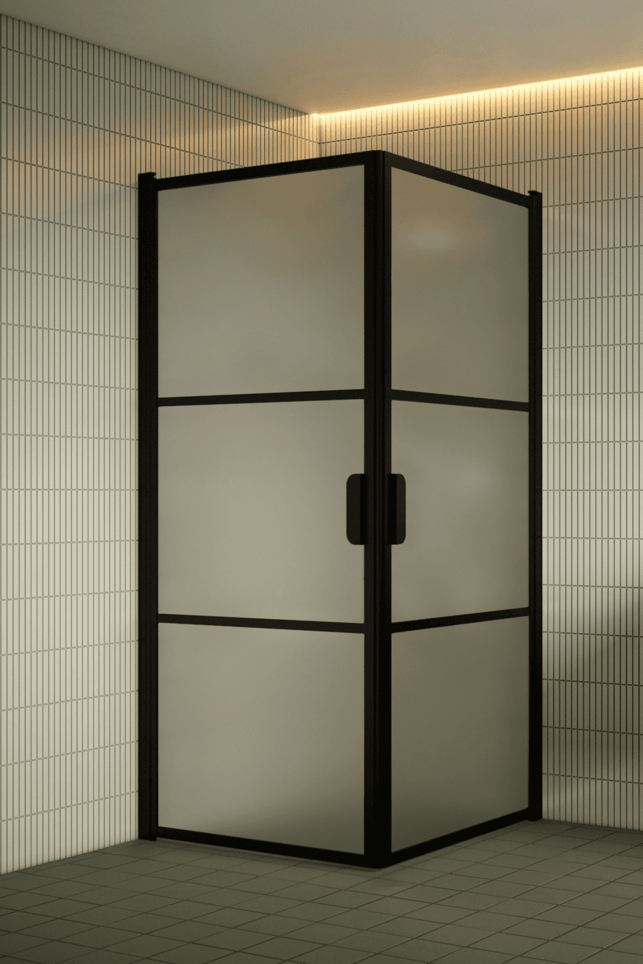 Shower enclosure Hietakari Bläk 762 Tokyo, black frame, satin frosted glass Shower enclosure Hietakari Bläk 762 Tokyo, black frame, satin frosted glass