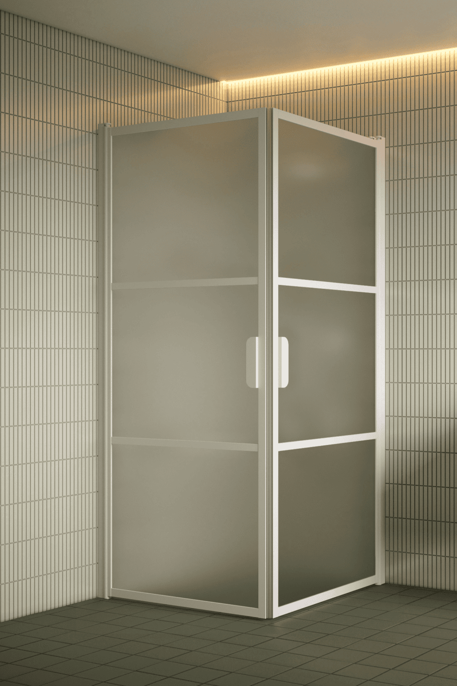Shower enclosure Hietakari Bläk 762 Tokyo, white frame, satin frosted glass Shower enclosure Hietakari Bläk 762 Tokyo, white frame, satin frosted glass