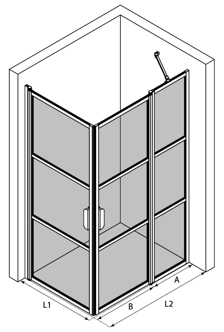 Shower enclosure Hietakari Bläk 763 Tokyo – 3D drawing Shower enclosure Hietakari Bläk 763 Tokyo – 3D drawing