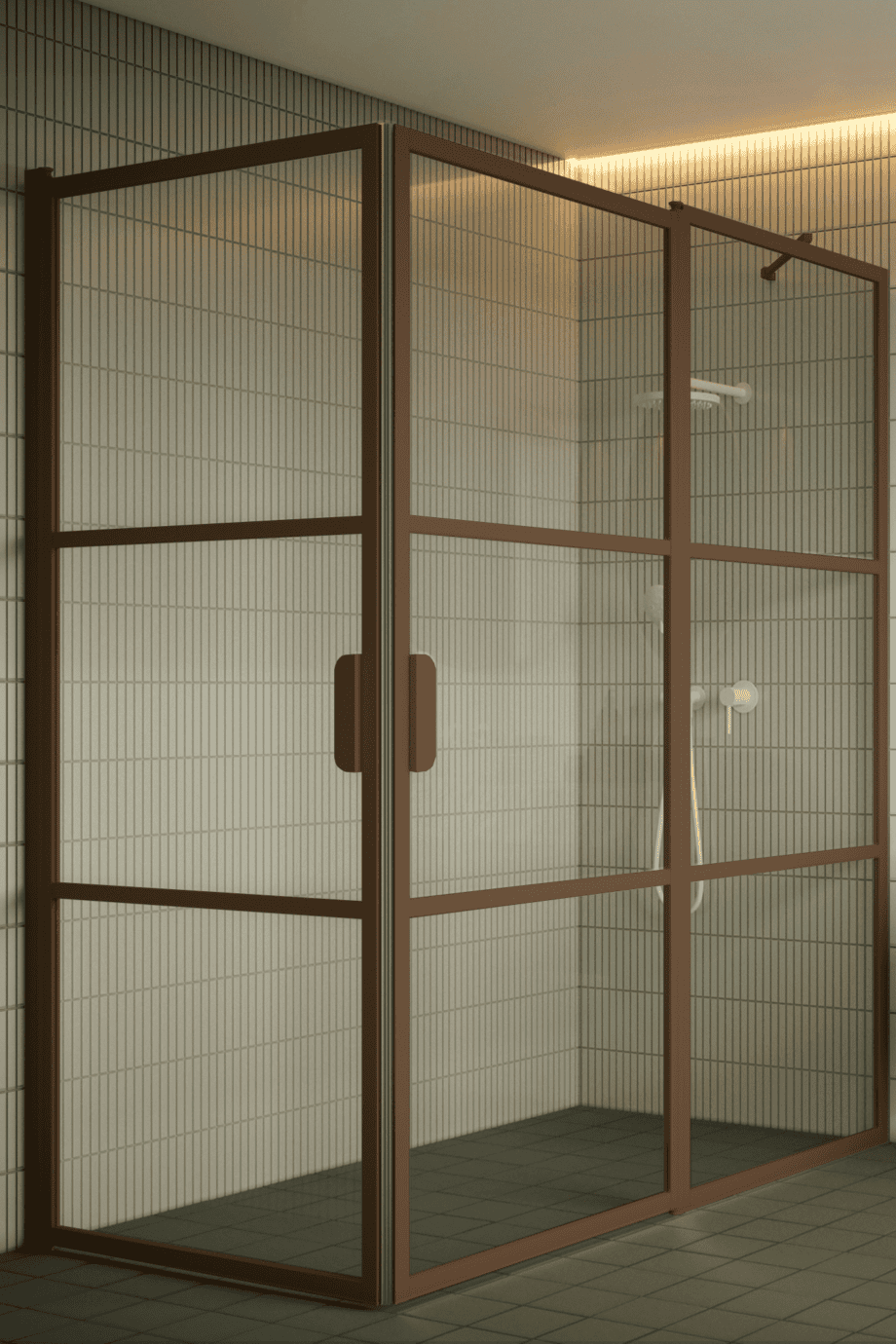Shower enclosure Hietakari Bläk 763 Tokyo, Mocha frame, reeded glass Shower enclosure Hietakari Bläk 763 Tokyo, Mocha frame, reeded glass