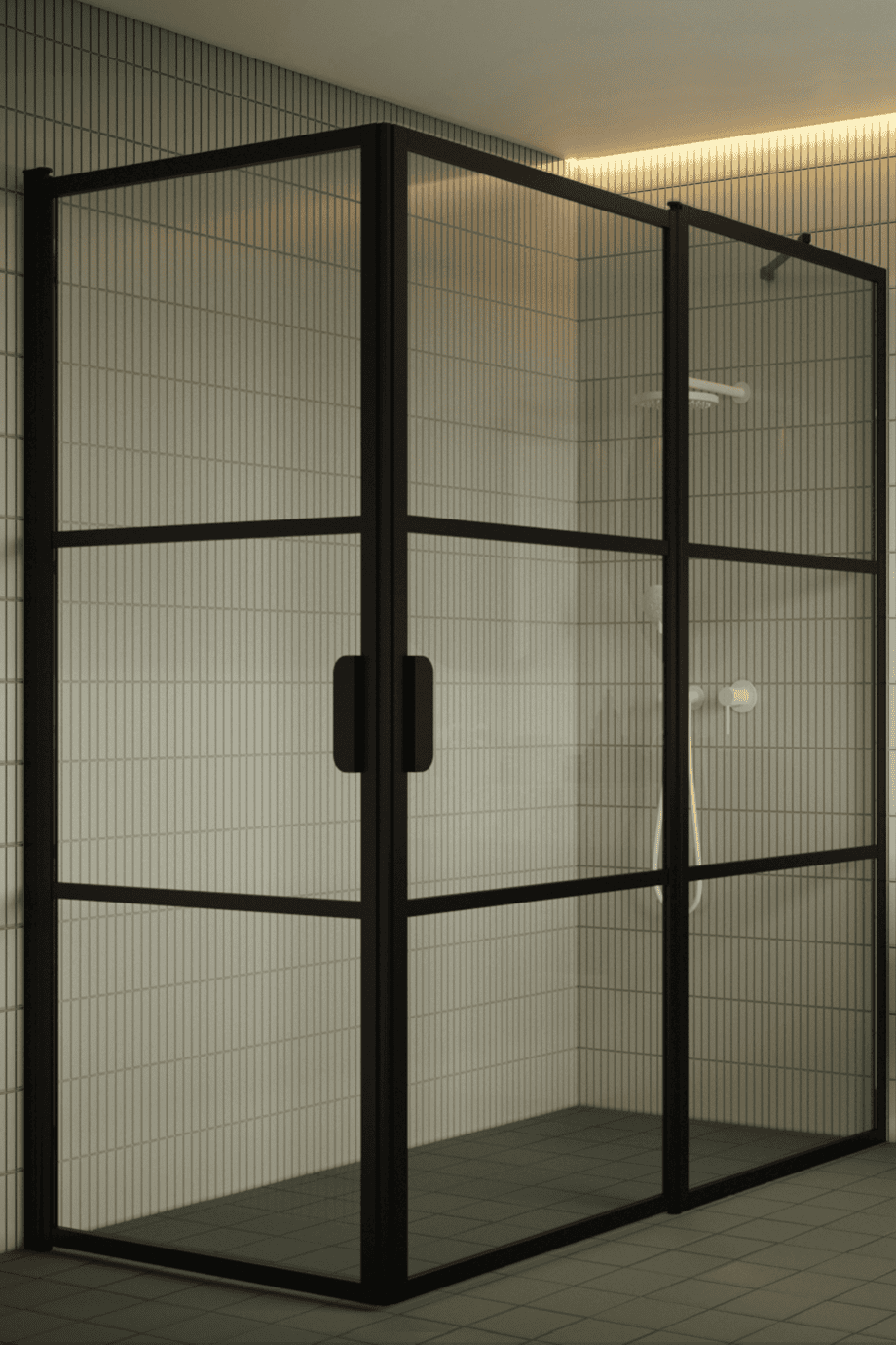 Shower enclosure Hietakari Bläk 763 Tokyo, black frame, reeded glass Shower enclosure Hietakari Bläk 763 Tokyo, black frame, reeded glass