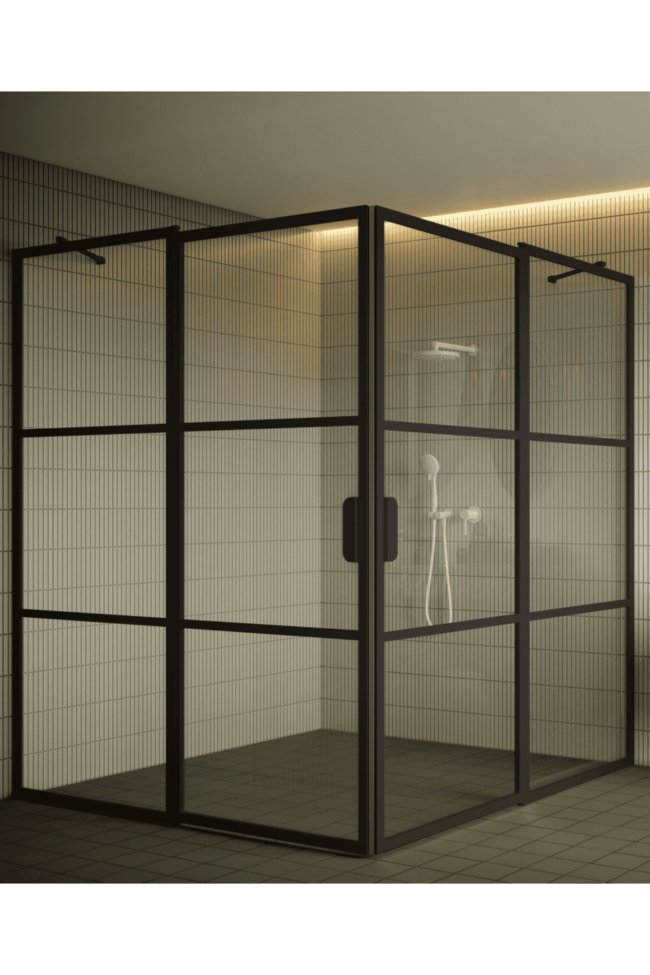 Shower enclosure Hietakari Bläk 764 Tokyo, Cocoa frame, clear glass Shower enclosure Hietakari Bläk 764 Tokyo, hinged door with fixed part + hinged door with fixed part – 7
