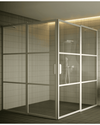 Shower enclosure Hietakari Bläk 764 Tokyo, hinged door with fixed part + hinged door with fixed part