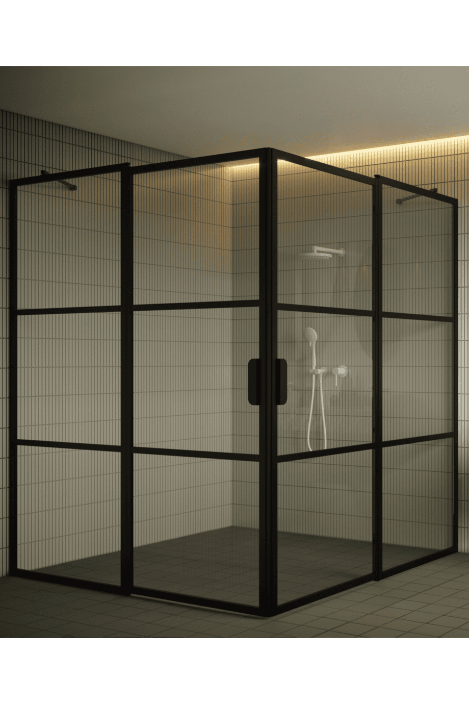 Shower enclosure Hietakari Bläk 764 Tokyo, black frame, satin frosted glass Shower enclosure Hietakari Bläk 764 Tokyo, black frame, satin frosted glass