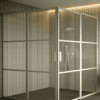 Shower enclosure Hietakari Bläk 764 Tokyo, white frame, clear glass Shower enclosure Hietakari Bläk 764 Tokyo, hinged door with fixed part + hinged door with fixed part