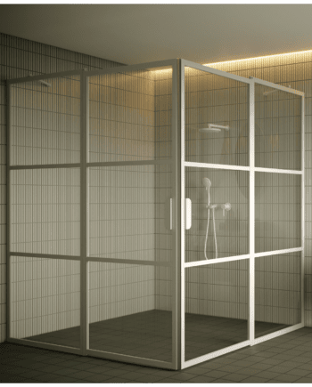 Shower enclosure Hietakari Bläk 764 Tokyo, hinged door with fixed part + hinged door with fixed part