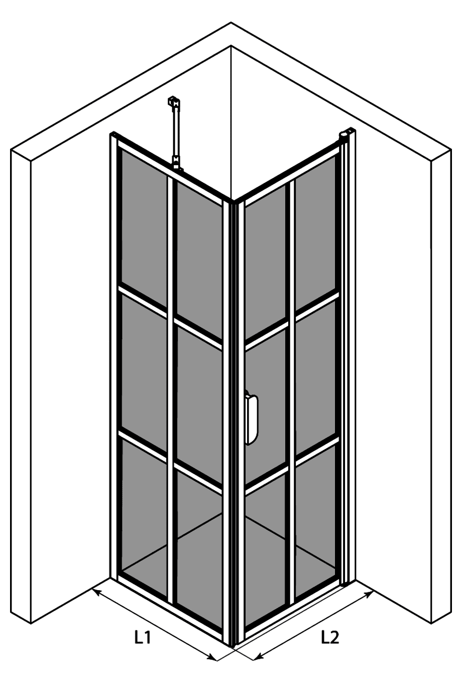 Shower enclosure Hietakari Bläk 765 Paris, fixed wall + hinged door – 3