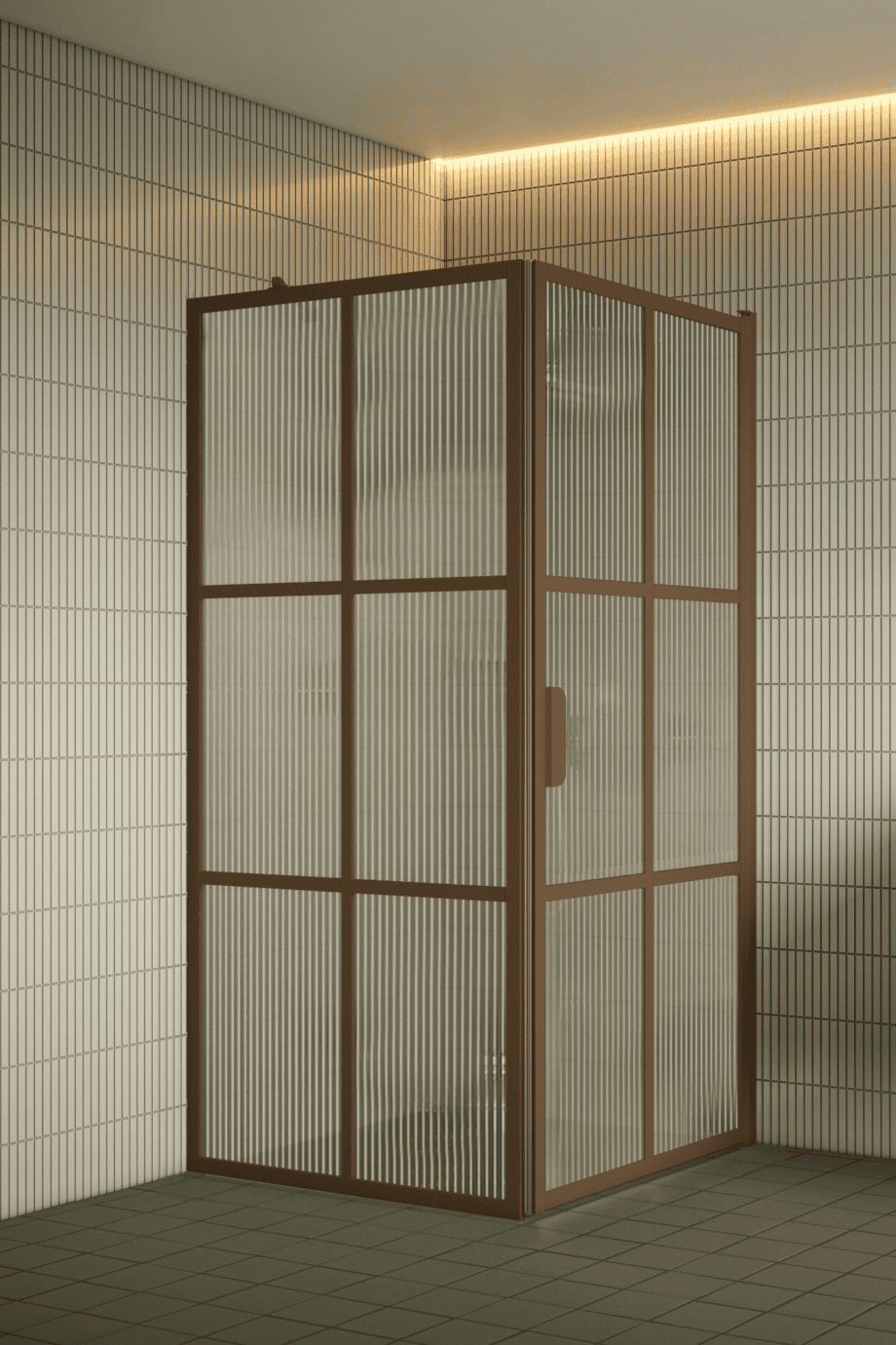 Shower enclosure Hietakari Bläk 765 Paris, Cocoa frame, reeded glass Shower enclosure Hietakari Bläk 765 Paris, Cocoa frame, reeded glass