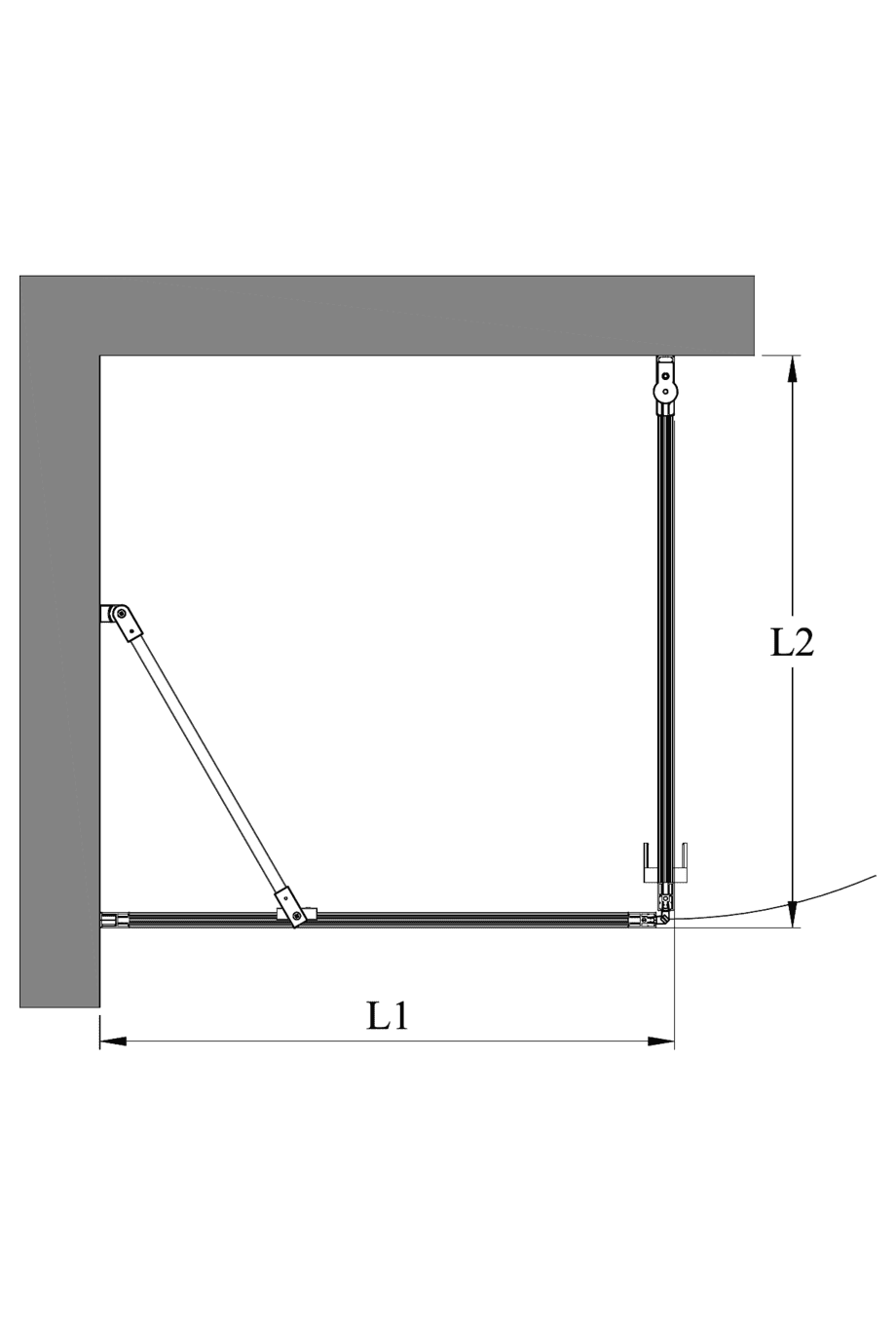 Shower enclosure Hietakari Bläk 765 Paris, fixed wall + hinged door – 2