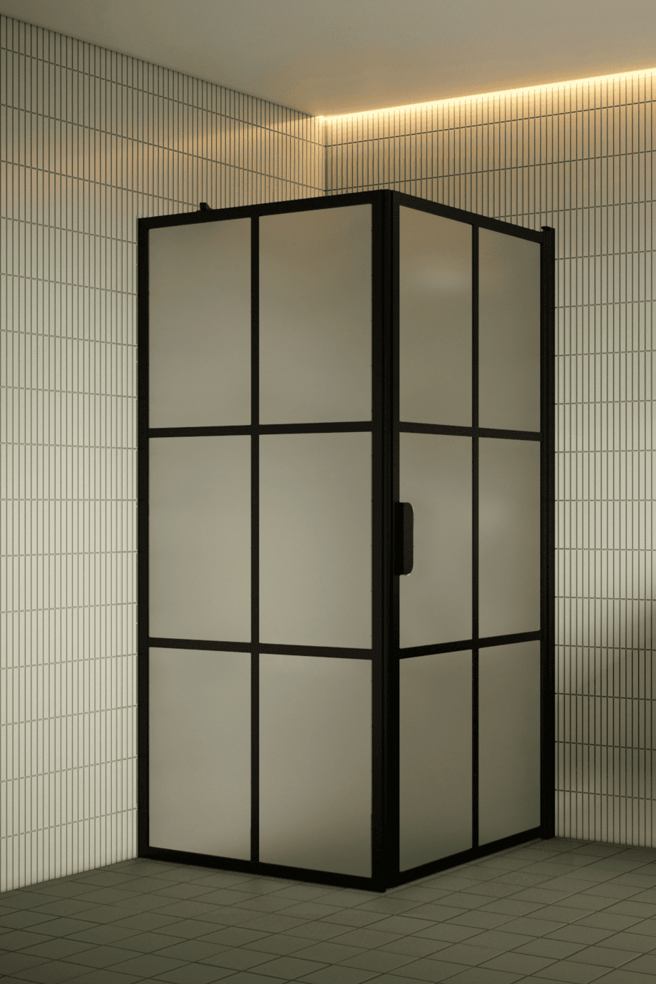 Shower enclosure Hietakari Bläk 765 Paris, black frame, satin frosted glass Shower enclosure Hietakari Bläk 765 Paris, black frame, satin frosted glass