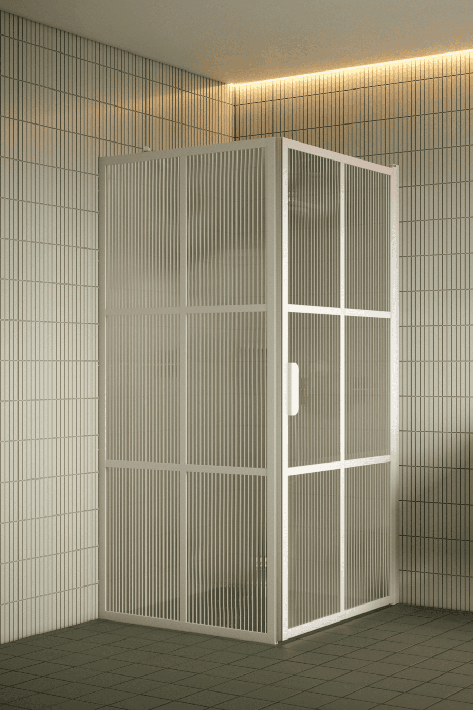 Shower enclosure Hietakari Bläk 765 Paris, white frame, reeded glass Shower enclosure Hietakari Bläk 765 Paris, white frame, reeded glass