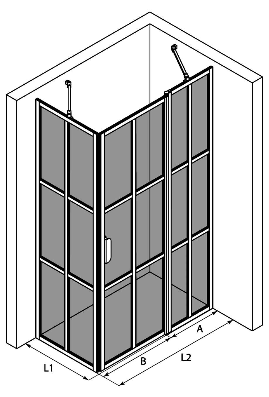 Shower enclosure Hietakari Bläk 766 Paris, fixed wall + hinged door with fixed part – 3