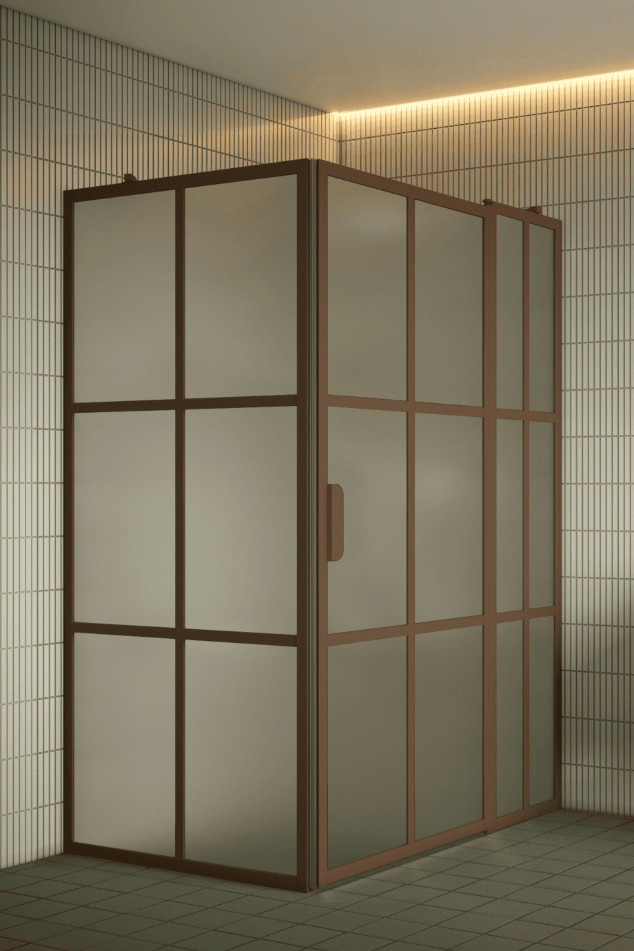Shower enclosure Hietakari Bläk 766 Paris, Mocha frame, satin frosted glass Shower enclosure Hietakari Bläk 766 Paris, Mocha frame, satin frosted glass