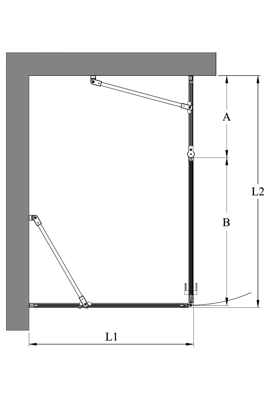 Shower enclosure Hietakari Bläk 766 Paris, fixed wall + hinged door with fixed part – 2