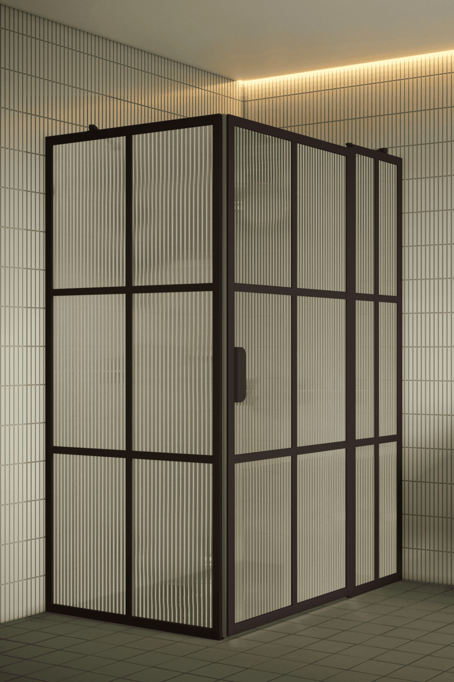 Shower enclosure Hietakari Bläk 766 Paris, black frame, reeded glass Shower enclosure Hietakari Bläk 766 Paris, black frame, reeded glass