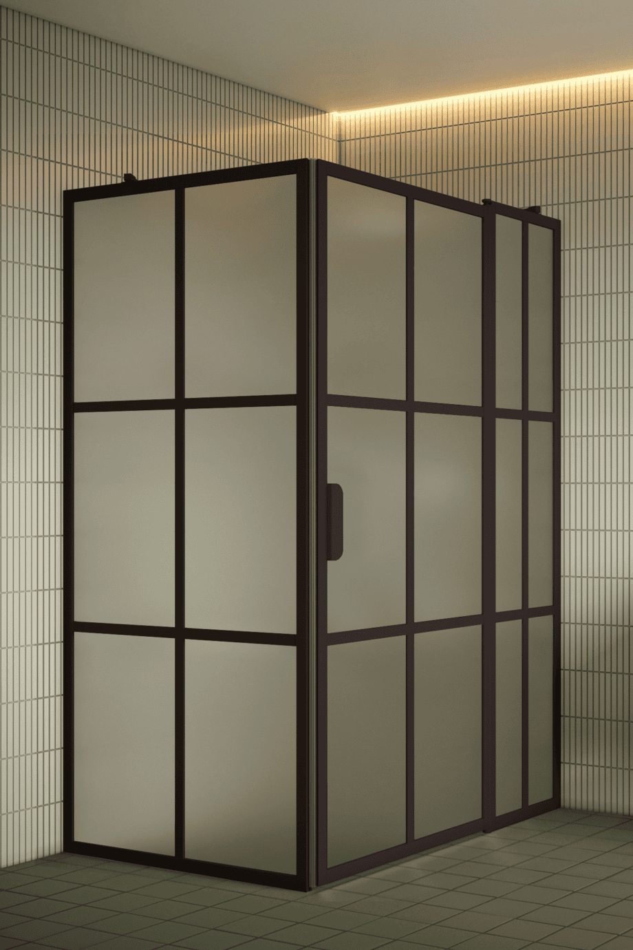 Shower enclosure Hietakari Bläk 766 Paris, black frame, satin frosted glass Shower enclosure Hietakari Bläk 766 Paris, black frame, satin frosted glass